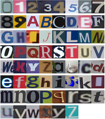 Excerpt of the Chars74K dataset