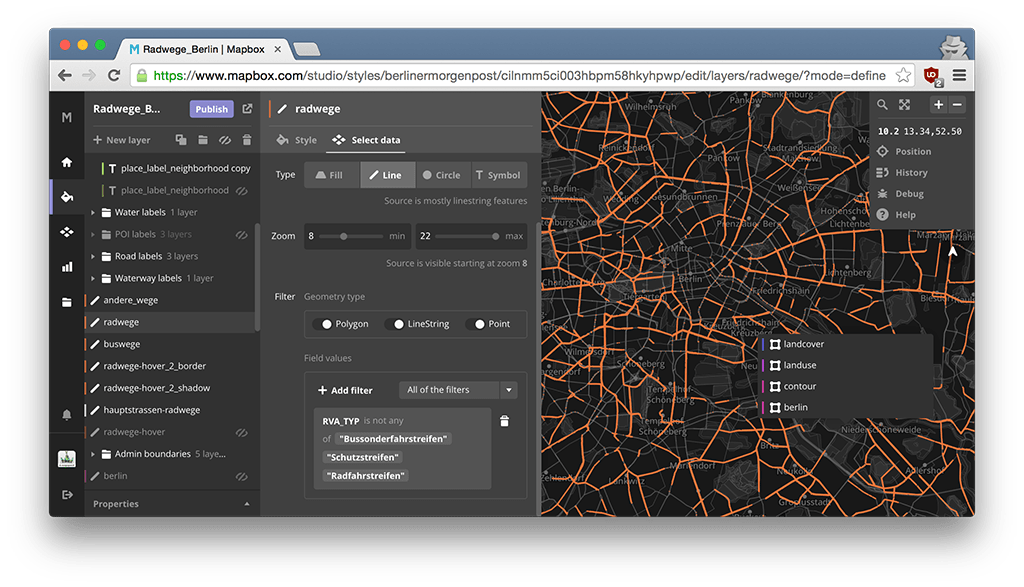 Mapbox Filter Screenshot